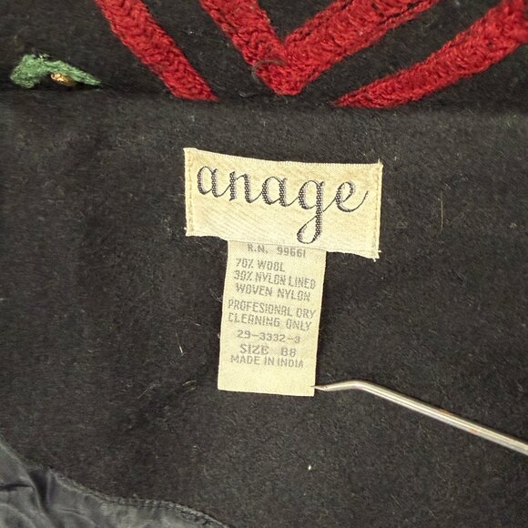 Vintage Anage Embroidered Wool Jacket Abstract Print Black Multi Size Chest 58" - Picture 13 of 13